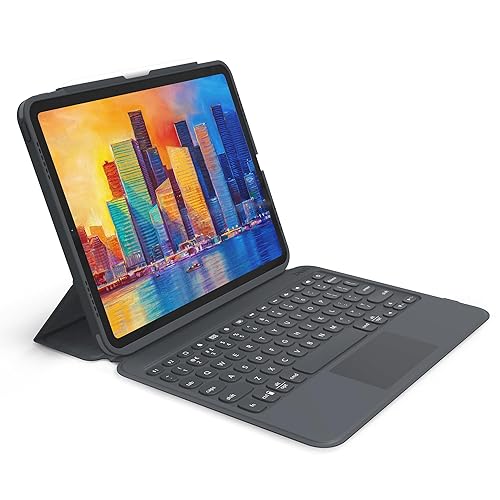 ZAGG - Pro Keys Wireless Keyboard with Trackpad and Detachable Case - Compatible with The Apple iPad 10.2"(Gen 7,8,9) - Charcoal iPad 10.2" w/ Trackpad