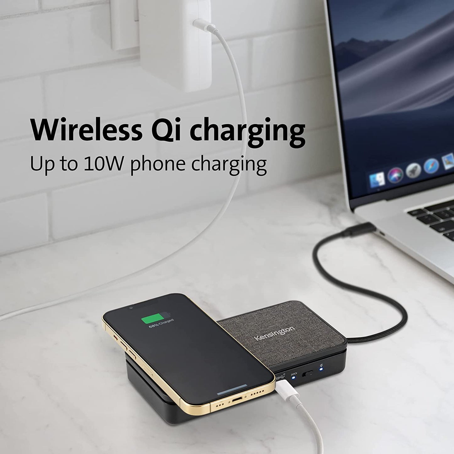 Kensington Ipad and Mac USB-C Dual 4K HDMI Docking Station with Qi Charging (K32800WW)