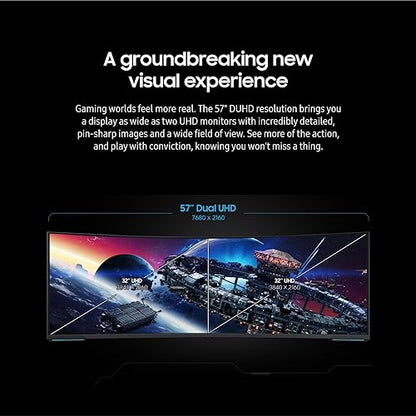 SAMSUNG 57 Odyssey Neo G9 Series Dual 4K UHD 1000R Curved Gaming Monitor, 240Hz, 1ms with DisplayPort 2.1, Quantum Mini-LED, DisplayHDR 1000, AMD FreeSync Premium Pro, LS57CG952NNXZA, 2023
