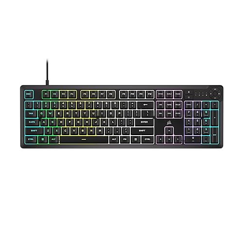 CORSAIR K55 CORE RGB Membrane Wired Gaming Keyboard – Quiet, Responsive Switches – Spill Resistance – Ten-Zone RGB – Media Keys – iCUE Compatible – QWERTY NA – PC, Mac – Black