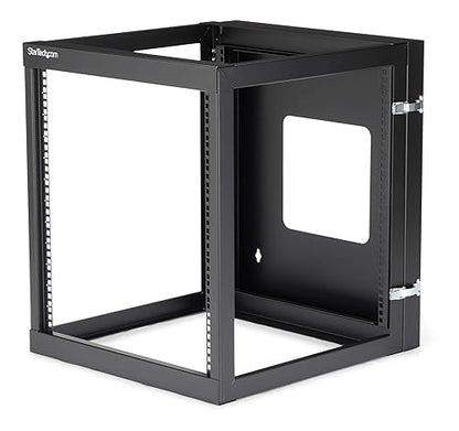 StarTech.com 12U 22-Inch Hinged Open Frame Rack Cabinet Wallmount Server Rack Components, Black (RK1219WALLOH)