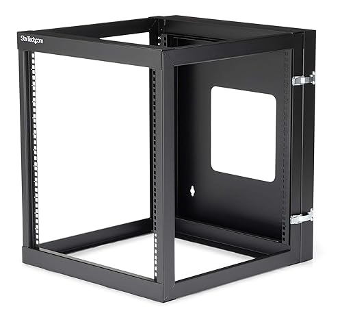 StarTech.com 12U 22-Inch Hinged Open Frame Rack Cabinet Wallmount Server Rack Components, Black (RK1219WALLOH)