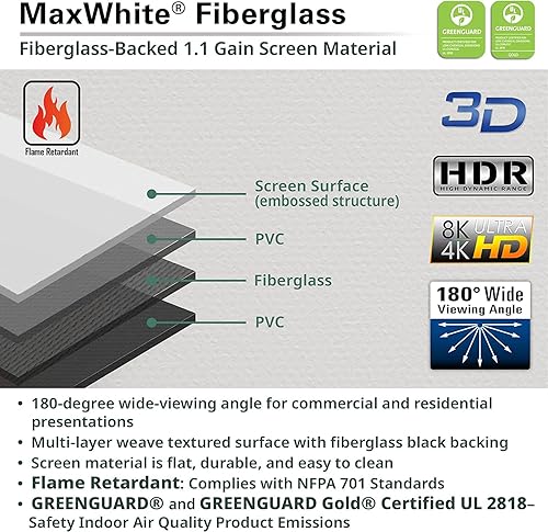 Elite Screens VMAX 3, 150" Diag. 4:3, Wall Ceiling Electric Motorized Drop Down HD Projection Projector Screen, VMAX150XWV2