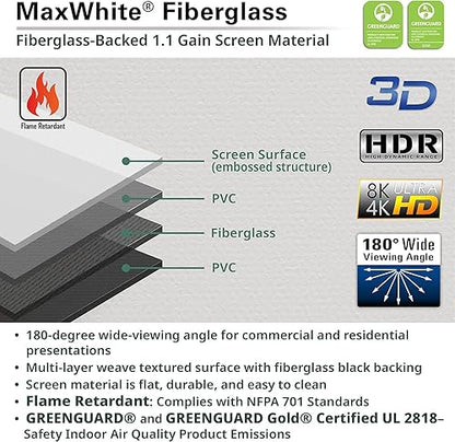 Elite Screens VMAX 3, 150" Diag. 4:3, Wall Ceiling Electric Motorized Drop Down HD Projection Projector Screen, VMAX150XWV2