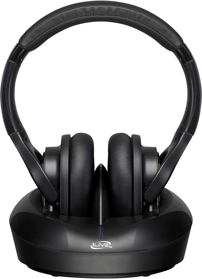 iLive Radio Frequency Wireless Headphones with Transmitter/Charging Dock, Black (IAHRF79B)
