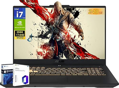ASUS TUF F17 Gaming Laptop, 17.3" WQHD 240 Hz, Intel 10-Core i7-13620H, GeForce RTX 4070 8 GB, 32 GB DDR5 RAM, 2 TB SSD, Wi-Fi 6, RGB Backlit Keyboard, Thunderbolt 4, MS Office Pro & Windows 11 Pro 32 GB RAM | 2 TB SSD