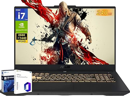 ASUS TUF F17 Gaming Laptop, 17.3" WQHD 240 Hz, Intel 10-Core i7-13620H, GeForce RTX 4070 8 GB, 32 GB DDR5 RAM, 2 TB SSD, Wi-Fi 6, RGB Backlit Keyboard, Thunderbolt 4, MS Office Pro & Windows 11 Pro 32 GB RAM | 2 TB SSD