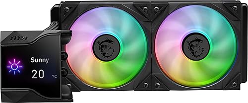 MSI MPG CORELIQUID D240 ARGB CPU Liquid Cooler - 2.4" IPS LCD Screen - 240mm Radiator - Double 120mm RGB PWN Fans.