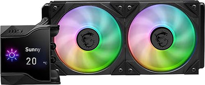 MSI MPG CORELIQUID D240 ARGB CPU Liquid Cooler - 2.4" IPS LCD Screen - 240mm Radiator - Double 120mm RGB PWN Fans.
