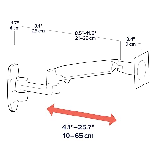 Ergotron – LX Single Monitor Arm, VESA Wall Mount – for Monitors Up to 34 Inches, 7 to 25 lbs – Matte Black