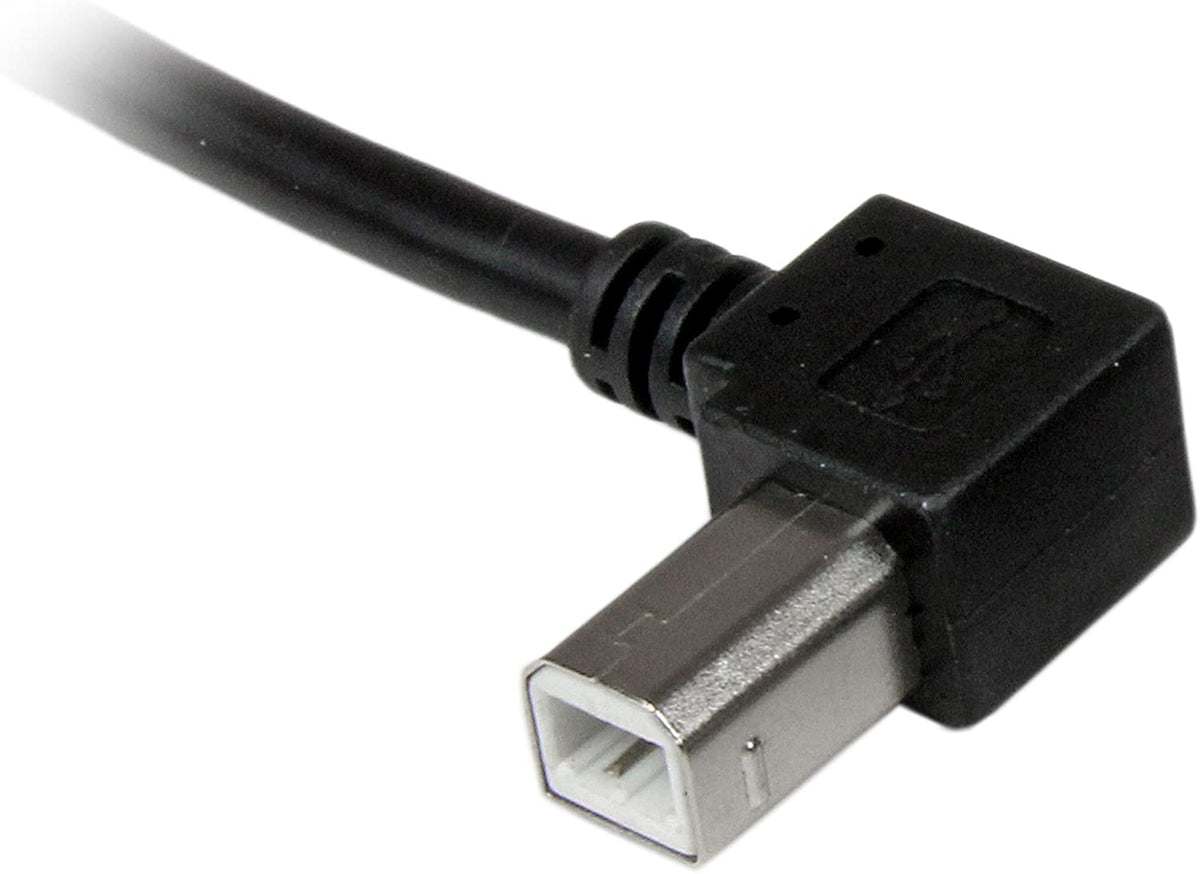 StarTech.com 1m USB 2.0 A to Left Angle B Cable Cord - 1 m USB Printer Cable - Left Angle USB B Cable - 1x USB A (M), 1x USB B (M) (USBAB1ML),Black Left Angled Connector 3 ft / 1m