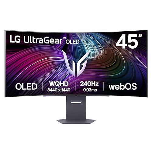 LG Ultragear™ 45GX90SA - 45-inch OLED 240Hz 0.03ms WQHD Curved Smart Gaming Monitor webOS/AI Personalized Picture Wizard/USB-C PD 65W / HDMI 2.1 / NVIDIA® G-SYNC® / AMD FreeSync™ Premium/Black White 45" WQHD 3440 x 1440 240 Hz