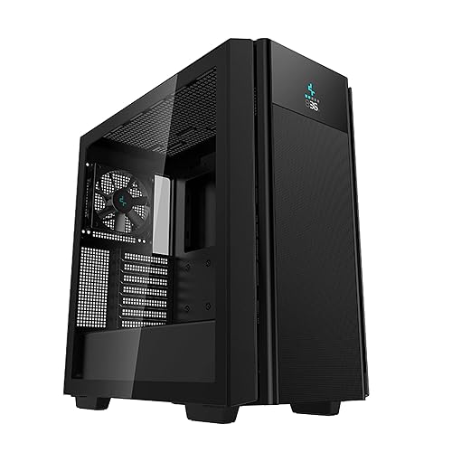 DeepCool CH510 MESH DIGITALMid-Tower ATX Computer Case, Digital LCD Display for CPU/GPU Temps, Airflow Style Mesh Panels, Magnetic Tempered Glass Window with Safety Lock, Black