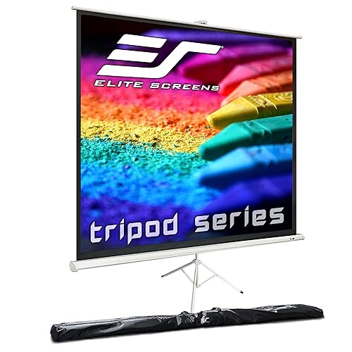 Elite Screens Tripod, 113-inch, Adjustable Multi Aspect Ratio Portable Pull Up Projection Projector Screen, T113NWS1 Tripod Series-White 1:1, 113-inch White