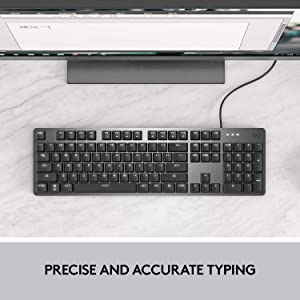 Logitech K845 Mechanical Illuminated Keyboard,Mechanical Switches, Strong Adjustable Tilt Legs, Full Size, Aluminum Top Case, 104 Keys, USB Corded, Windows (TTC Blue Switches) TTC Blue TTC Keyboard