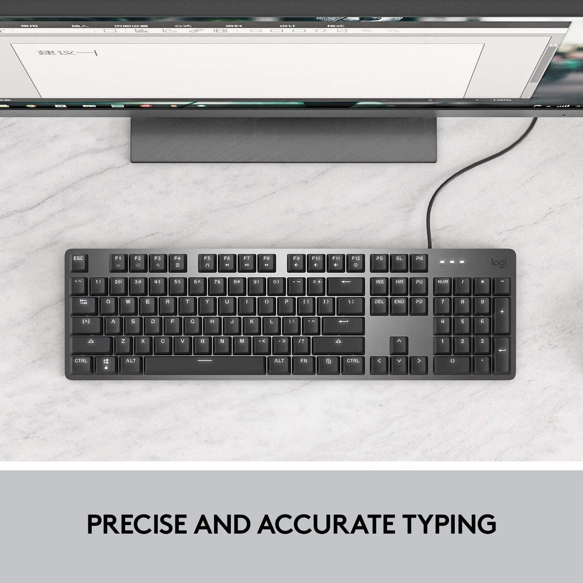 Logitech K845 Mechanical Illuminated Keyboard, Mechanical Switches, Strong Adjustable Tilt Legs, Full Size, Aluminum Top Case, 104 Keys, USB Corded, Windows (TTC Brown Switches) TTC Brown TTC Keyboard