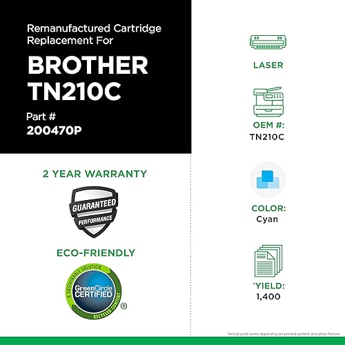 Clover Remanufactured Toner Cartridge Replacement for Brother TN210 | Cyan Cyan 1,400