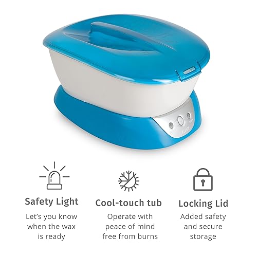 Homedics Paraffin Wax Machine for Hands - Hypoallergenic Hot Wax Hand Therapy Machine to Soothe and Moisturize Hands - Includes 3 Pounds of Wax and 20 Hand Liners Blue