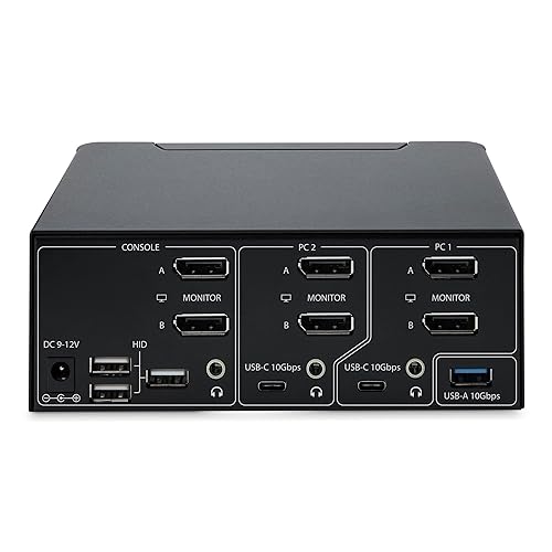 StarTech.com 2-Port Dual-Monitor DisplayPort 1.4 KVM Switch, 8K 60Hz / 4K 144Hz, 2X USB 3.2 10Gbps Ports, TAA Compliant