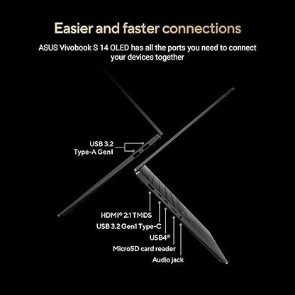 ASUS Vivobook S 14, Next-Level AI PC, 14" 3K OLED Thin and Light Laptop, AMD Ryzen AI 9 365 Processor, 24GB RAM, 1TB SSD, Copilot Key, WiFi 6E, Neutral Black, M5406WA-DH71-CB