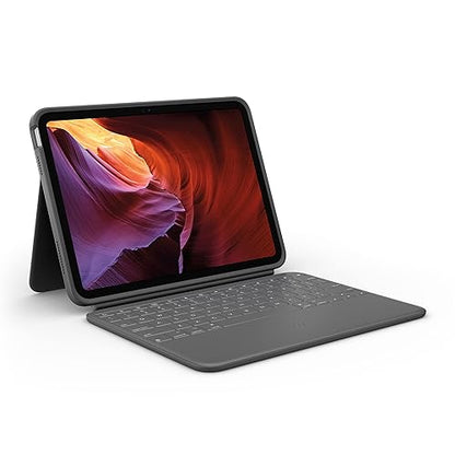 Logitech Rugged Folio for iPad (10th Generation) Protective Keyboard Case with Smart Connector and Durable Spill-Proof Keyboard - Graphite Rugged Folio Tablet Keyboard Graphite
