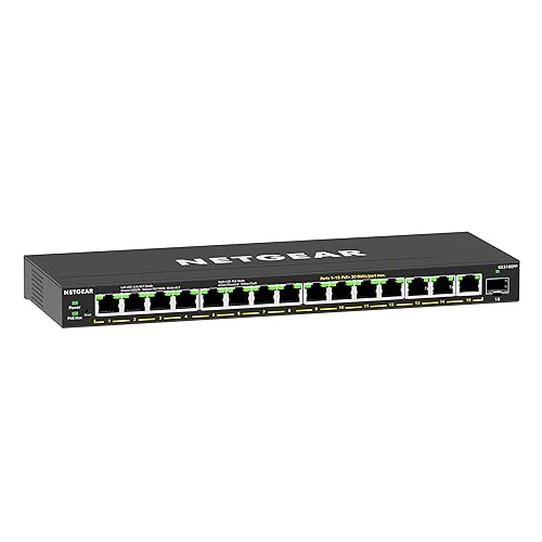 NETGEAR 16-Port PoE Gigabit Ethernet Plus Switch (GS316EPP) - Managed, with 15 x PoE+ @ 231W, 1 x 1G SFP Port, Desktop or Wall Mount 16 port | 15xPoE+ 231W