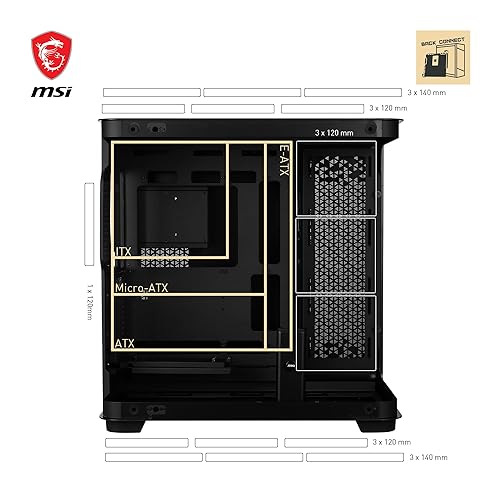 MSI MEG Maestro 700L PZ Mid Tower Gaming Case, Aluminum Unibody Design, Support Back-Connect Motherboard, One Piece 270-degree Panoramic Tempered Glass