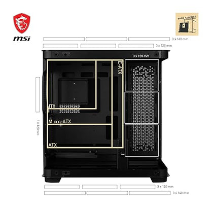 MSI MEG Maestro 700L PZ Mid Tower Gaming Case, Aluminum Unibody Design, Support Back-Connect Motherboard, One Piece 270-degree Panoramic Tempered Glass