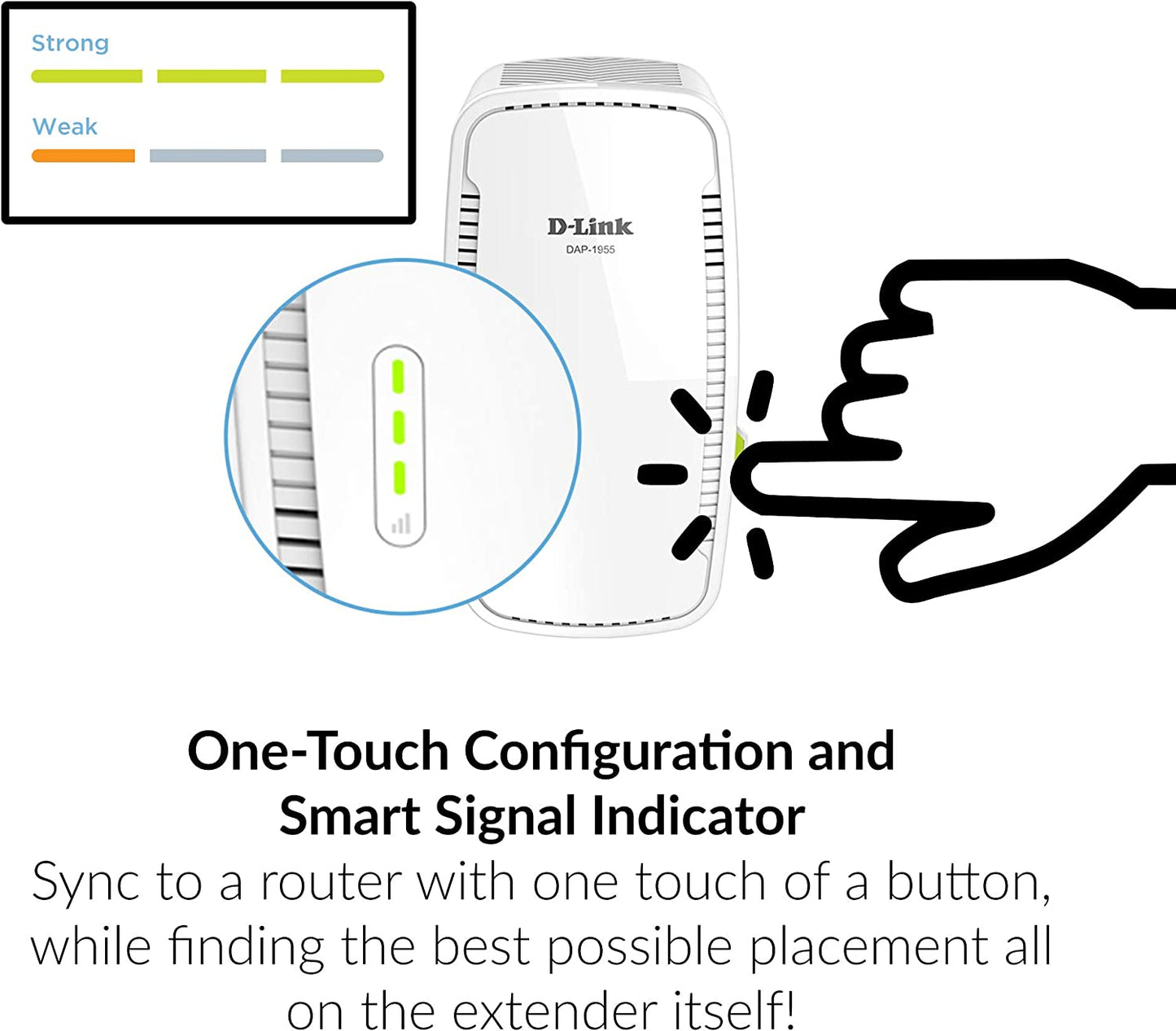 D-Link WiFi Range Extender Mesh Gigabit AC1900 Dual Band Plug In Wall Signal Booster Wireless or Ethernet Port Smart Home Access Point (DAP-1955-US) AC1900 Range Extender