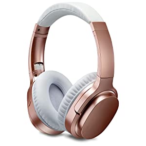 iLive Active Noise Cancellation Bluetooth Headphones, Adjustable Headband, Includes 3.5mm Audio Cable, Rose Gold (IAHN40RGD) Rose Gold One Size