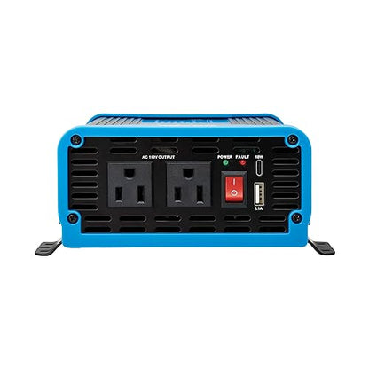 Tripp Lite 600W Compact Pure Sine Wave Power Inverter, 3 Outlets, 1 USB + 1 USB-C Charging Ports, Remote Control via RJ12 Telephone Cable, Included Mounting Brackets, 2-Year Warranty (PINV600SW-120)