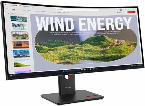 Lenovo ThinkVision T34WD-40 34 Class UW-QHD Curved Screen LED Monitor - 21:9 - Eclipse Black