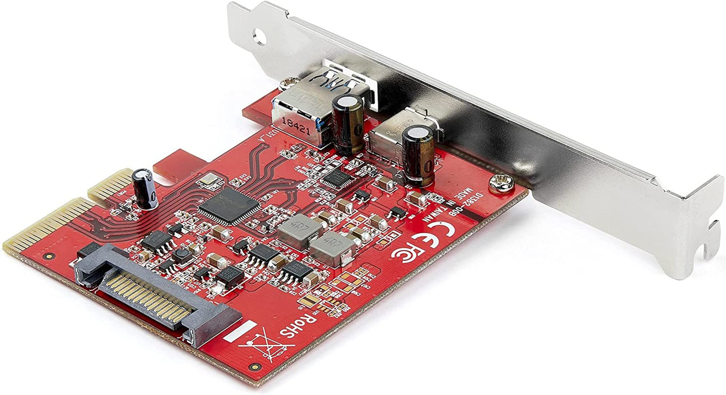 StarTech.com 2-Port 10Gbps USB-A &amp; USB-C PCIe Card - USB 3.1 Gen 2 PCI Express Type C/A Host Controller Card Adapter - USB 3.2 Gen 2x1 PCIe Expansion Add-On Card - Windows, macOS, Linux (PEXUSB311AC3)