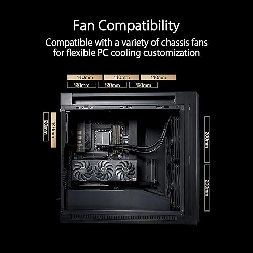ProArt PA602 E-ATX Computer Case 420mm Radiator Support, Dual 200mm Built-in Fans, Front Panel IR dust Indicator, Power Lock Latch, Tool-Less PCIe mounting & GPU Holder, 20Gbps USB-C Front I/O