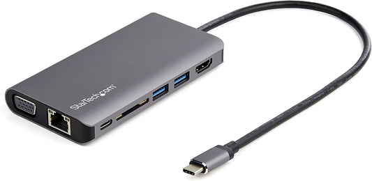 StarTech.com USB C Multiport Adapter - USB-C Mini Travel Dock w/ 4K HDMI or 1080p VGA - 3x USB 3.0 Hub, SD, GbE, Audio, 100W PD Pass-Through - Portable Docking Station for Laptop/Tablet (DKT30CHVAUSP)