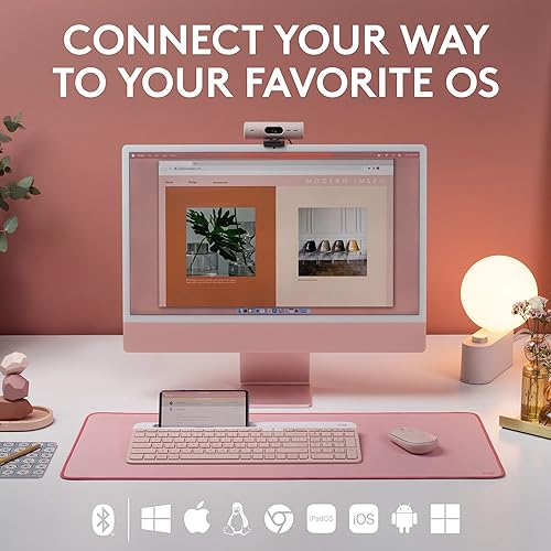 Logitech K585 Multi-Device Slim Wireless Keyboard, Built-in Cradle for Device; for Laptop, Tablet, Desktop, Smartphone, Win/Mac, Bluetooth/Receiver, Compact, Easy Switch, 24 Month Battery - Rose Rose Keyboard (New)