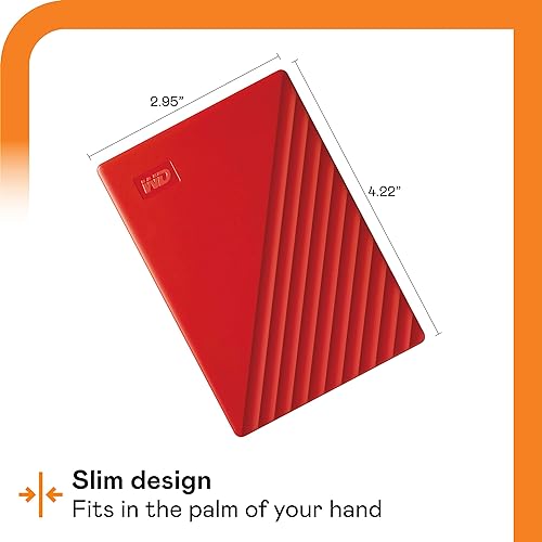 WD Western Digital My Passport WDBPKJ0040BRD-WESN 4 TB Portable Hard Drive - External - Red - USB 3.0 - 256-bit Encryption Standard