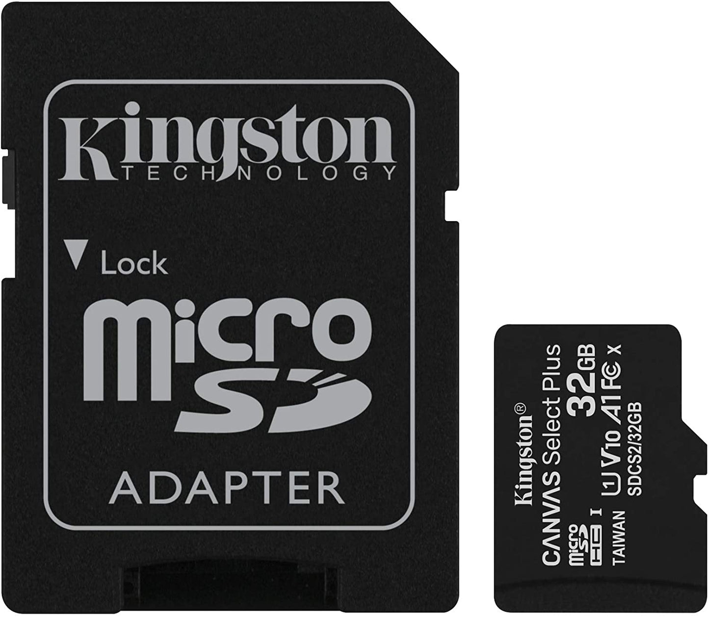 Kingston 32GB microSDHC Canvas Select Plus 100MB/s Read A1 Class10 UHS-I Memory Card + Adapter (SDCS2/32GB) microSD Card 32GB Fast (Up to 100 MB/s) Single