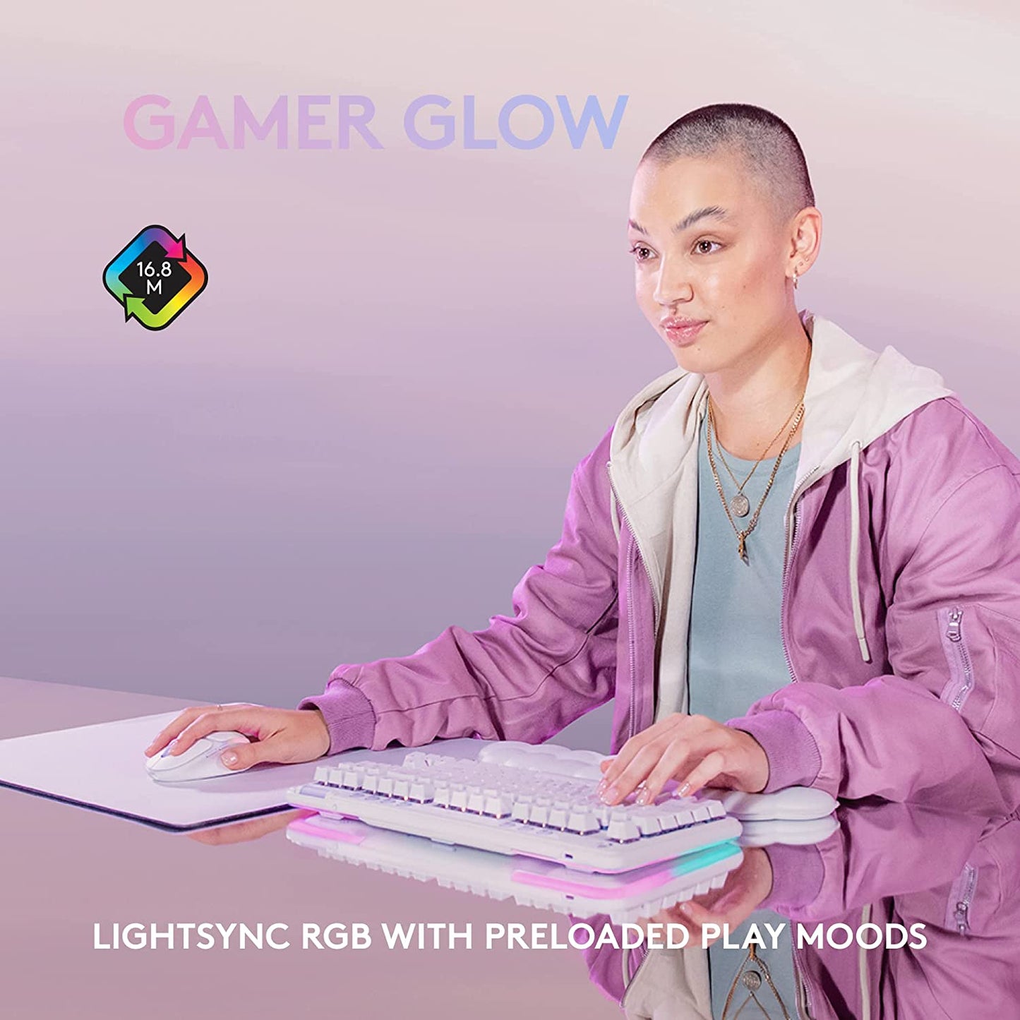 Logitech G Wireless Gaming Combo, G715 Keyboard and G705 Mouse, Customizable LIGHTSYNC RGB Lighting, Lightspeed Wireless, Bluetooth, PC/Mac/Laptop - with $20 SIMS Spa Day Game Pack - White Mist Tactile Mouse + Keyboard Mouse + Keyboard