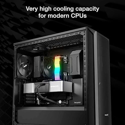 be quiet! Pure Rock 3 Black CPU Air Cooler | 4 High Performance 6mm Heat Pipes with HDT Technology | 120mm PWM Fan | AMD:AM4 AM5/Intel LGA 1700/1150/1151/1200 | Black | BK039