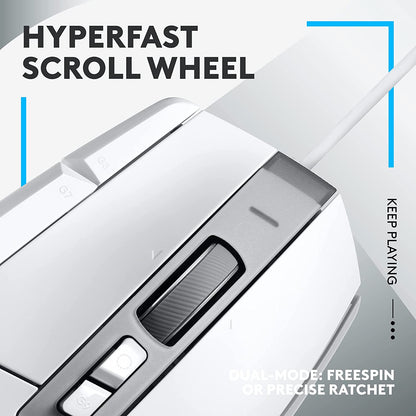 Logitech G502 X Wired Gaming Mouse - LIGHTFORCE hybrid optical-mechanical primary switches, HERO 25K gaming sensor, compatible with PC - macOS/Windows - White White Wired Non-RGB