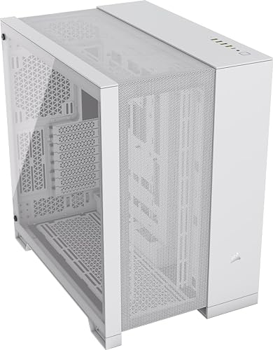 CORSAIR 6500D Airflow Mid-Tower ATX Dual Chamber PC Case – Tempered Glass – Reverse Connection Motherboard Compatible – No Fans Included – White Airflow White