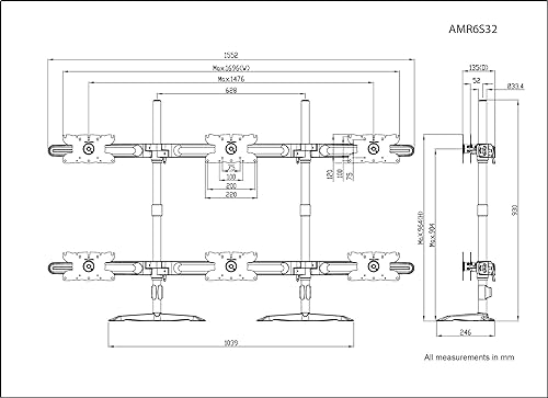 AMR6S32 Hex 32 Monitor Mount Stand