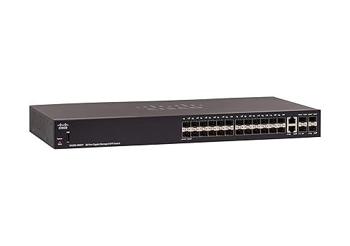 CISCO DESIGNED SG350-28SFP Managed Switch | 24 Gigabit Ethernet SFP Slots | 2 SFP Slots | 2 Gigabit Ethernet Combo | Limited Lifetime Protection (SG350-28SFP-K9-NA) 24-port slot SFP / 4xUplinks