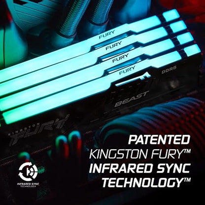 Kingston Fury Beast DDR5 RGB 64GB (2x32GB) 5600MT/s DDR5 CL40 DIMM Desktop Gaming Memory Kit of 2 - KF556C40BBAK2-64