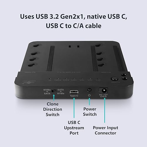 Multi-Function M.2/SATA Storage Adapter with Clone, for M.2 NVMe, M.2 SATA, SSD, HDD, 2.5, 3.5 SATA (CB-M2SAT-U3)