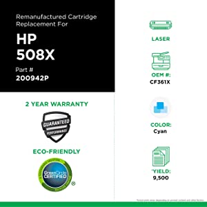 Clover imaging group Clover Remanufactured High Yield Toner Cartridge Replacement for HP CF361X (HP 508X) | Cyan