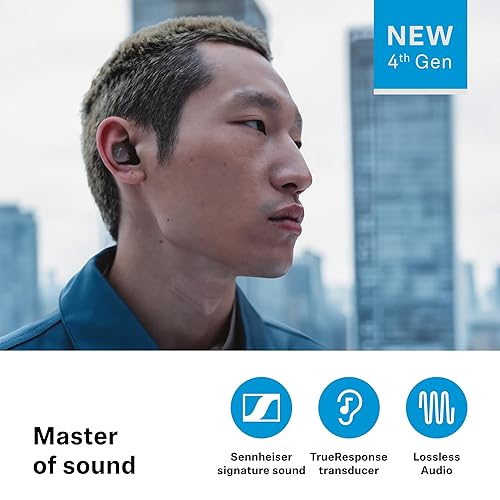 Sennheiser Momentum True Wireless 4 Smart Earbuds with Bluetooth 5.4, Crystal-Clear Sound, Comfortable Design, 30-Hour Battery Life, Adaptive ANC, LE Audio and Auracast - Black Graphite