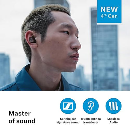 Sennheiser Momentum True Wireless 4 Smart Earbuds with Bluetooth 5.4, Crystal-Clear Sound, Comfortable Design, 30-Hour Battery Life, Adaptive ANC, LE Audio and Auracast - White Silver