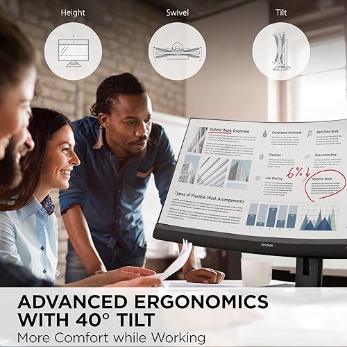 ViewSonic VG3456C 34 Inch 21:9 UltraWide QHD 1440p Curved Monitor with Ergonomics Design, USB C Docking Built-in, Gigabit Ethernet for Home and Office
